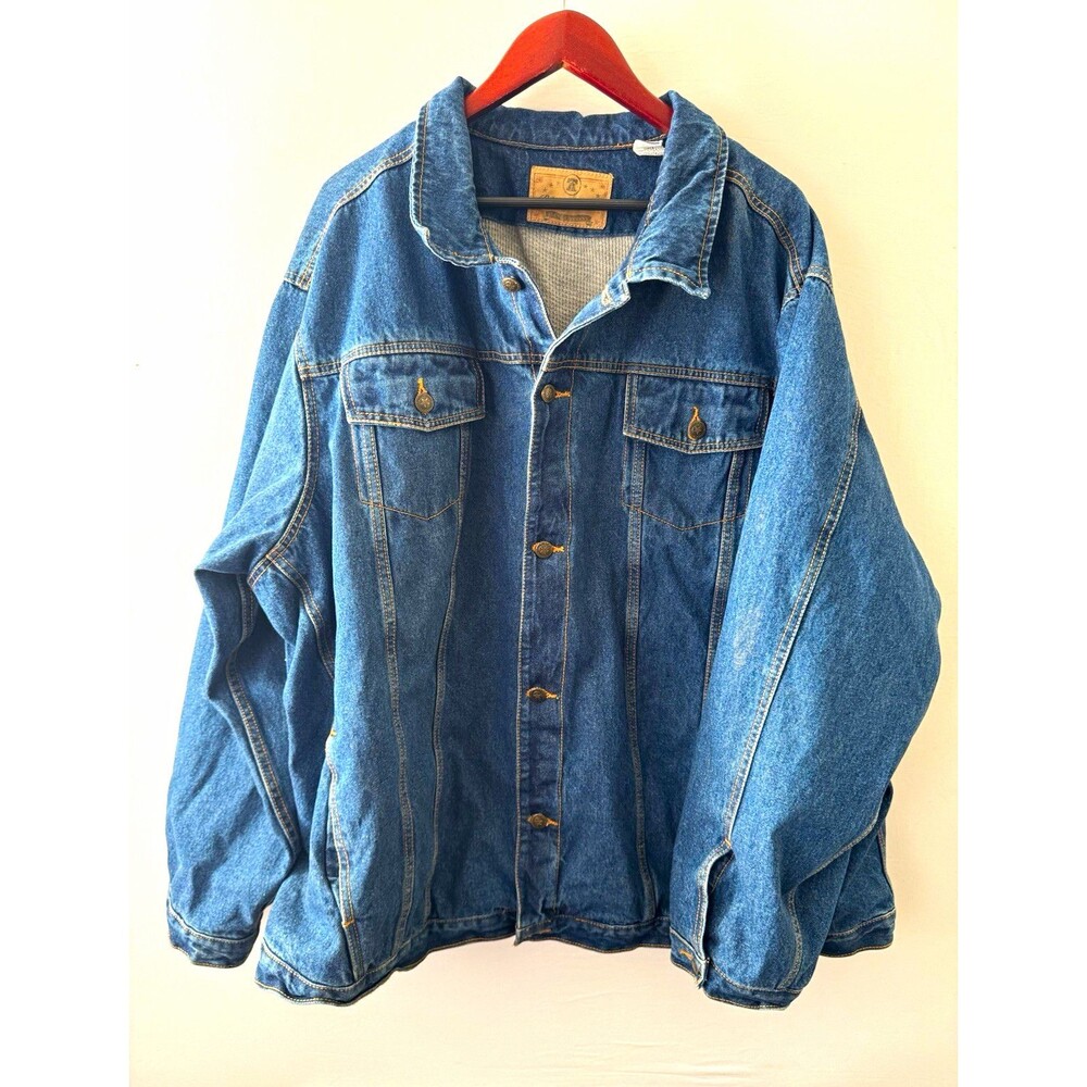 Liberty Blues Men's Blue Denim Jacket 4XL Big & Tall Button Front Pockets